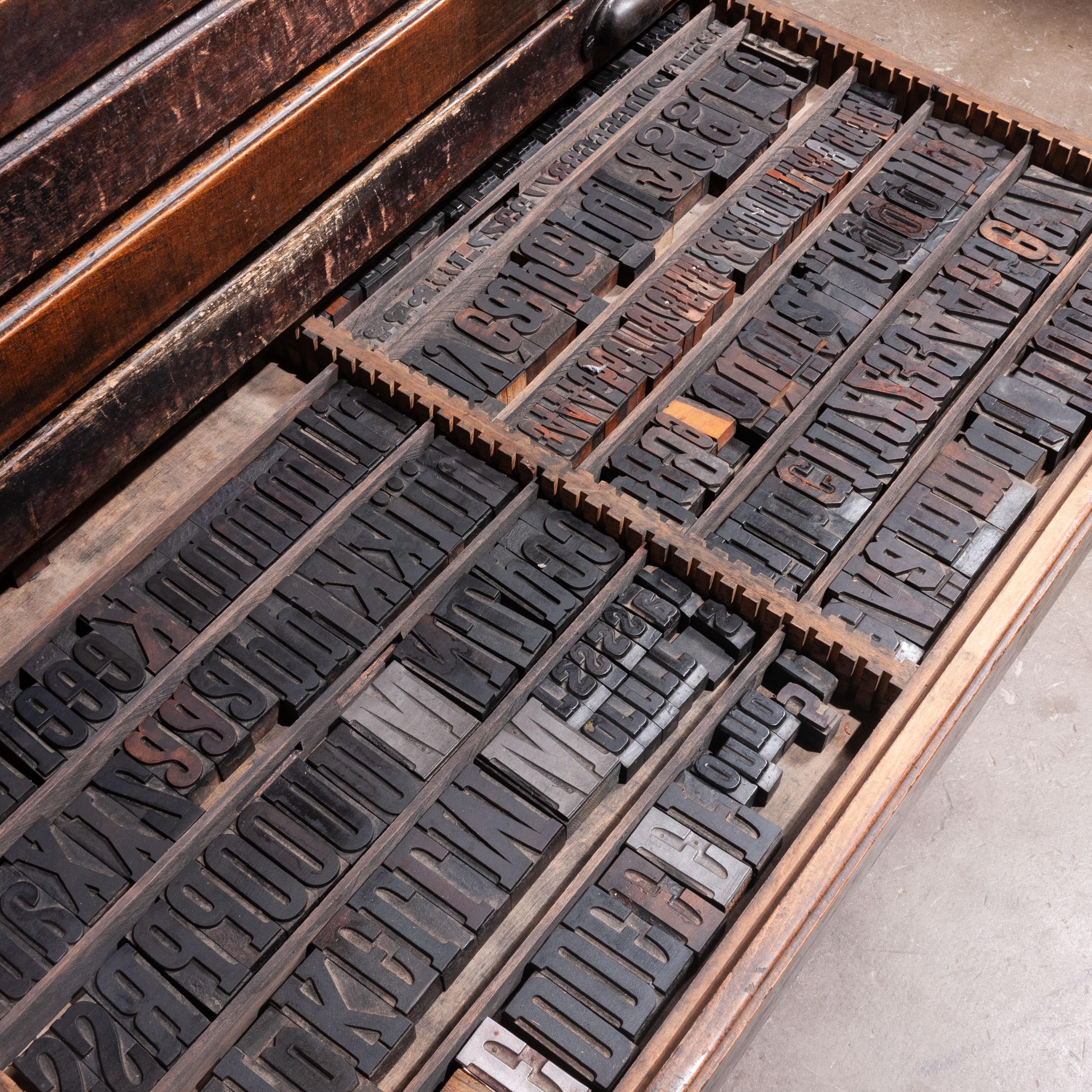 1920s Printers Cabinet / Drawer Unit with Complete Original Letterpress Typogra 7