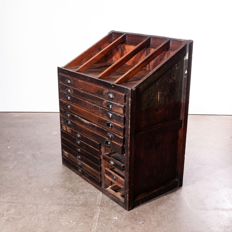 1920s Printers Cabinet Drawer Unit With Complete Original