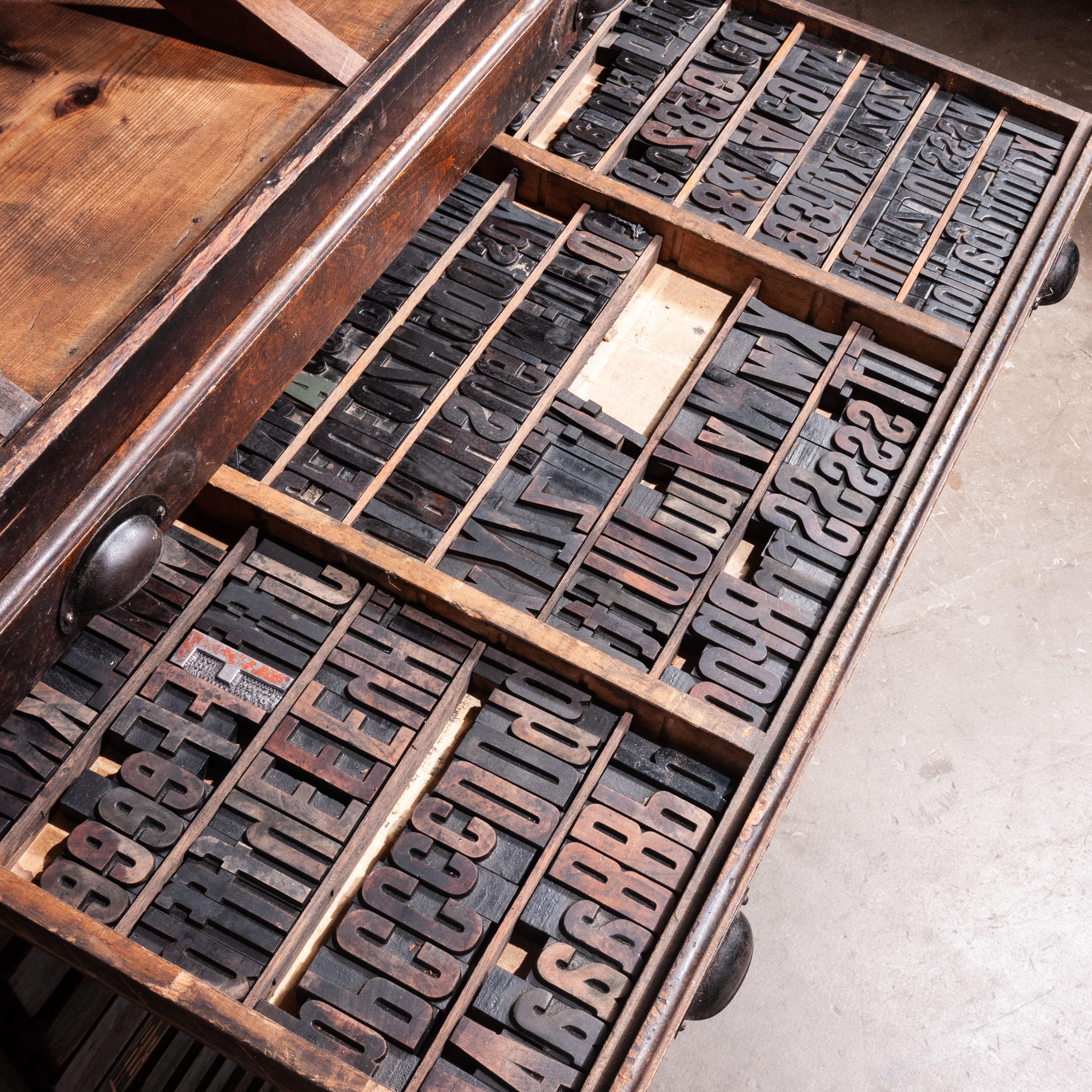 1920s Printers Cabinet / Drawer Unit with Complete Original Letterpress Typogra In Good Condition In Hook, Hampshire