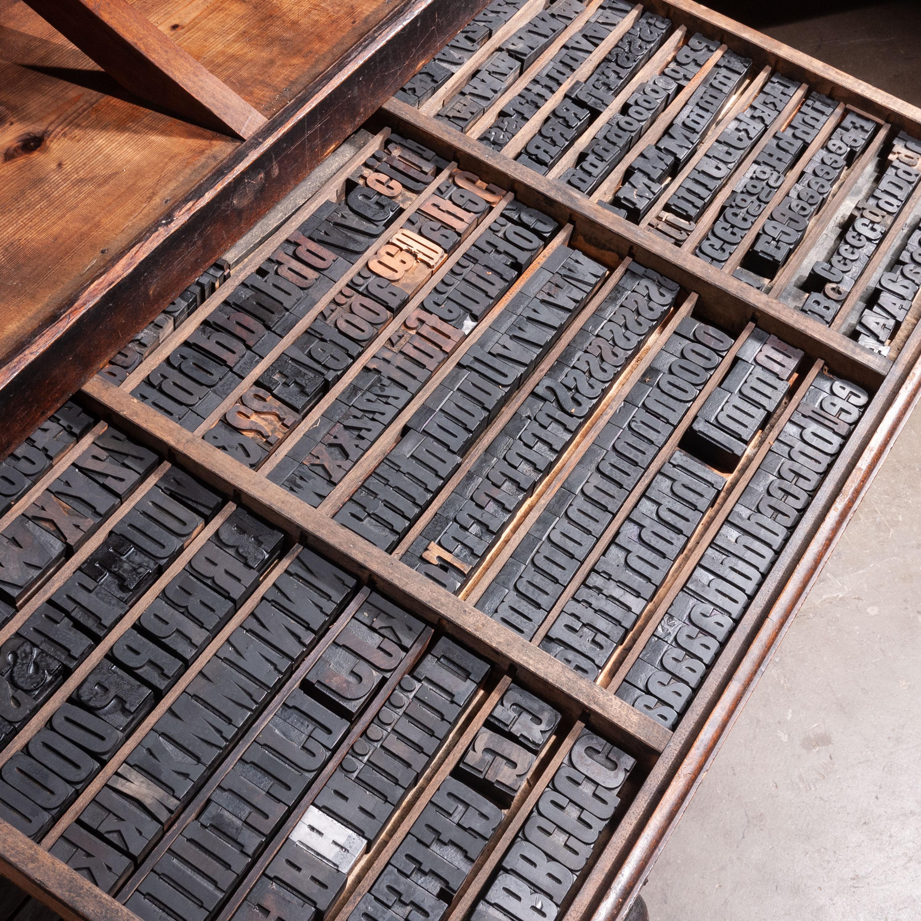 Early 20th Century 1920s Printers Cabinet / Drawer Unit with Complete Original Letterpress Typogra