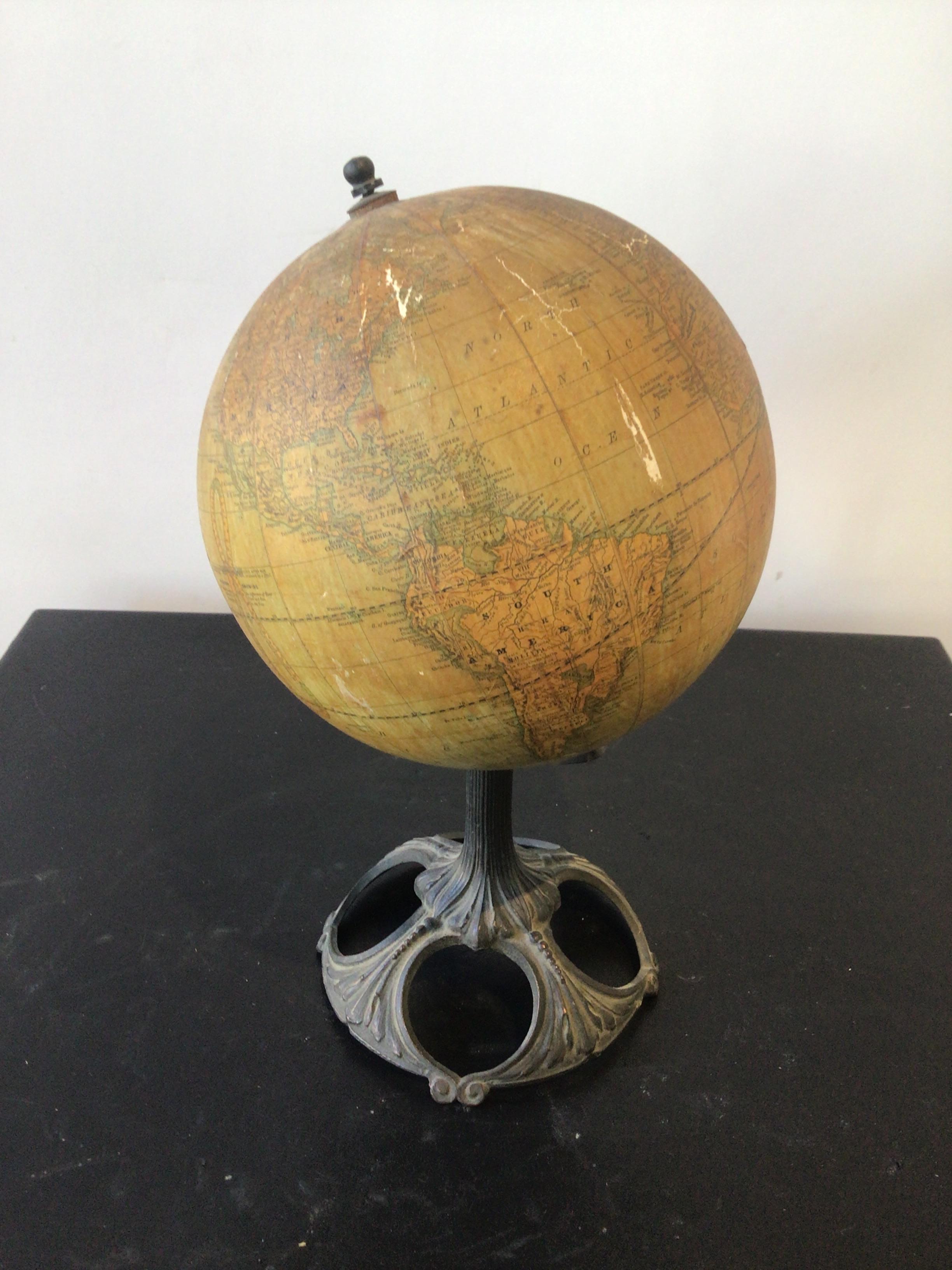 1920s Rand McNally 8 Inch Terrestrial Globe In Good Condition For Sale In Tarrytown, NY