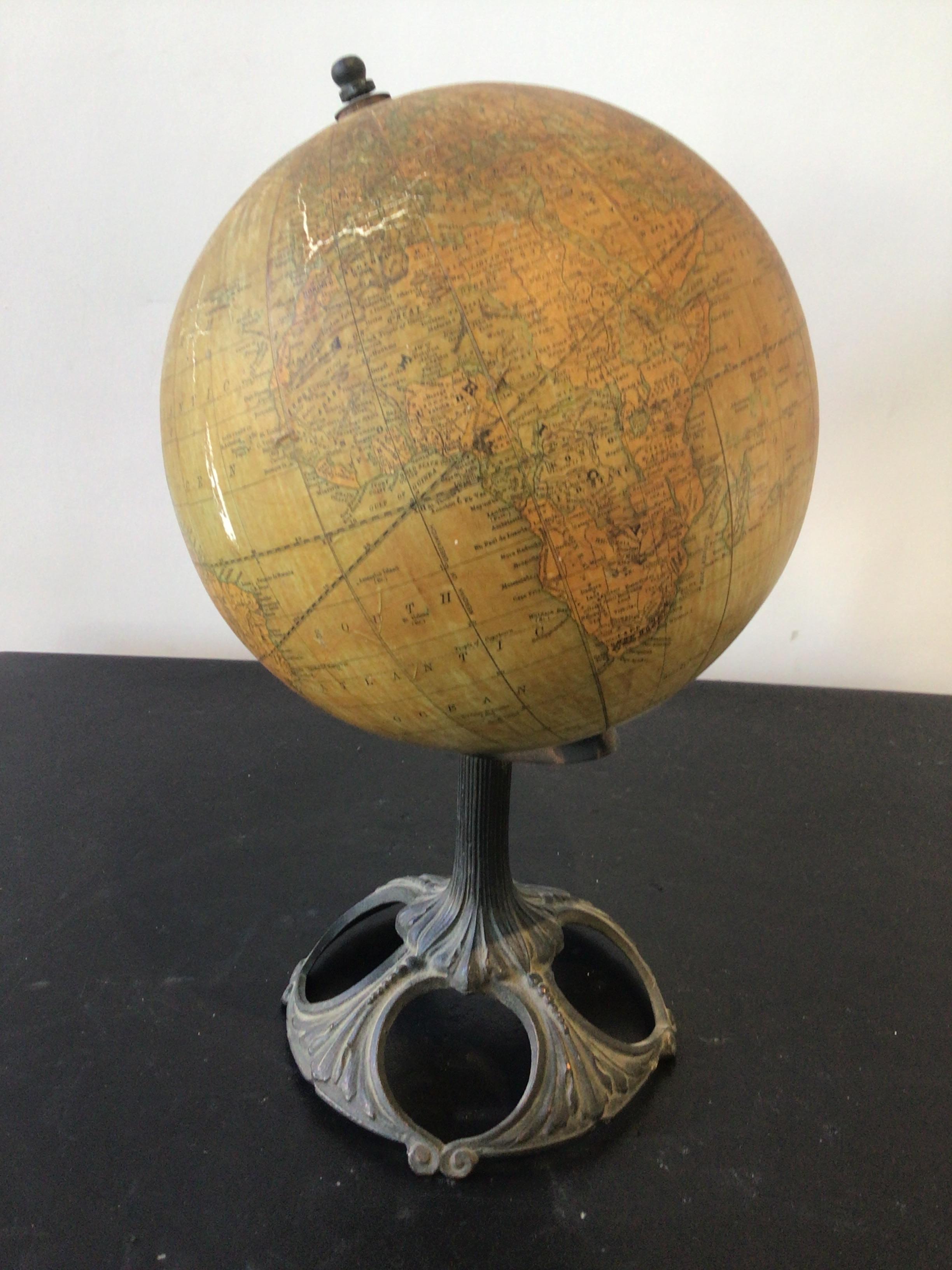 Early 20th Century 1920s Rand McNally 8 Inch Terrestrial Globe For Sale
