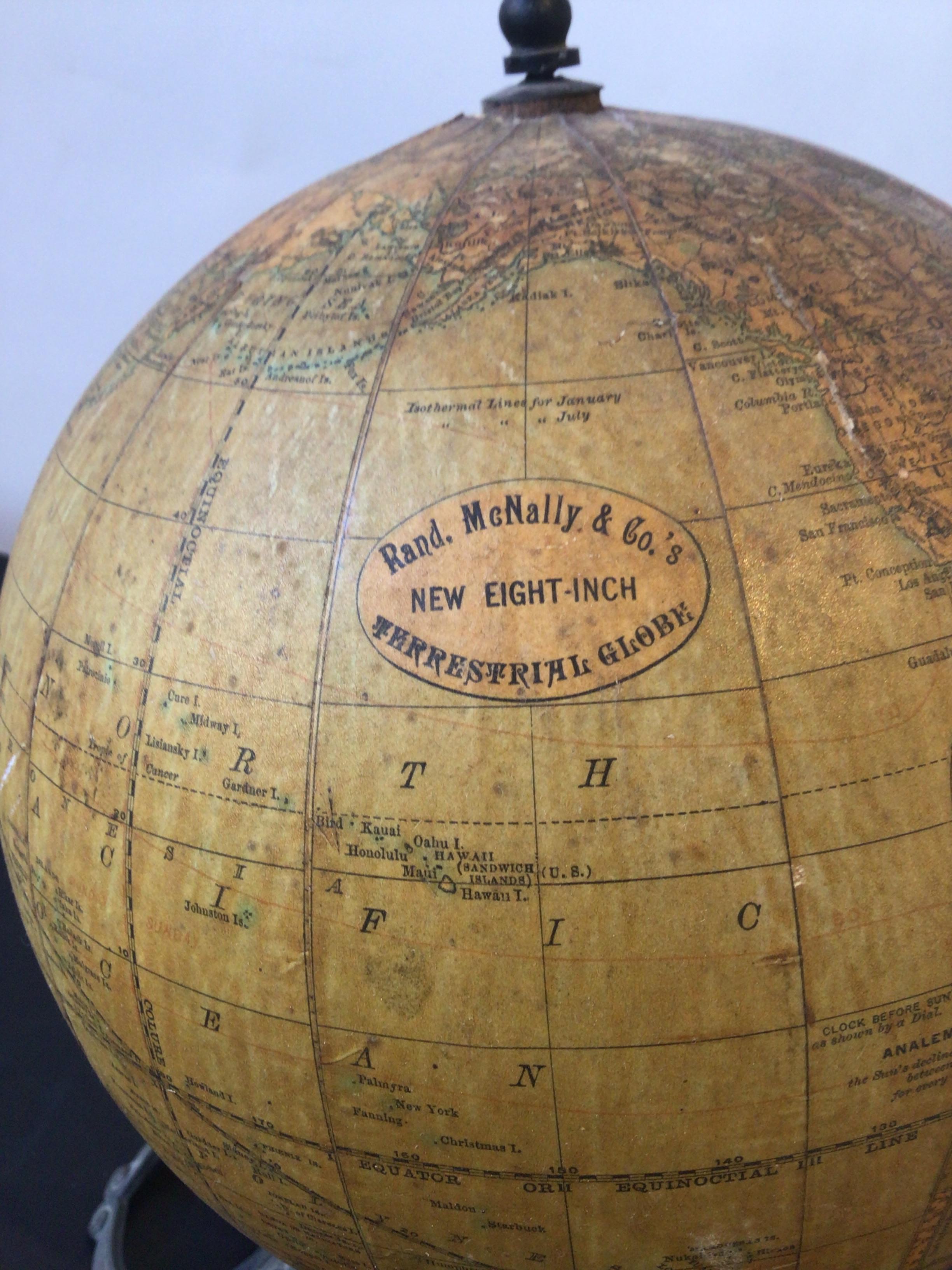 1920s Rand McNally 8 Inch Terrestrial Globe For Sale 1