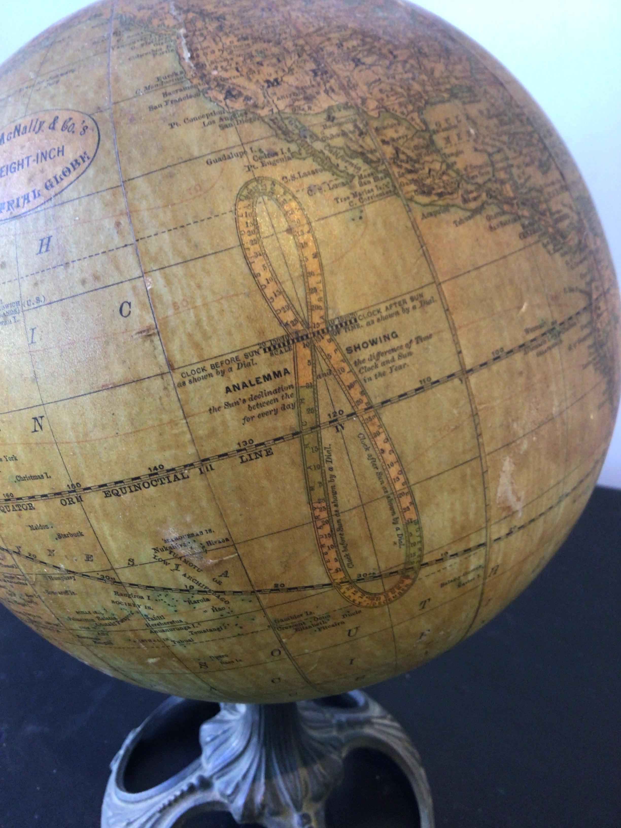 1920s Rand McNally 8 Inch Terrestrial Globe For Sale 2