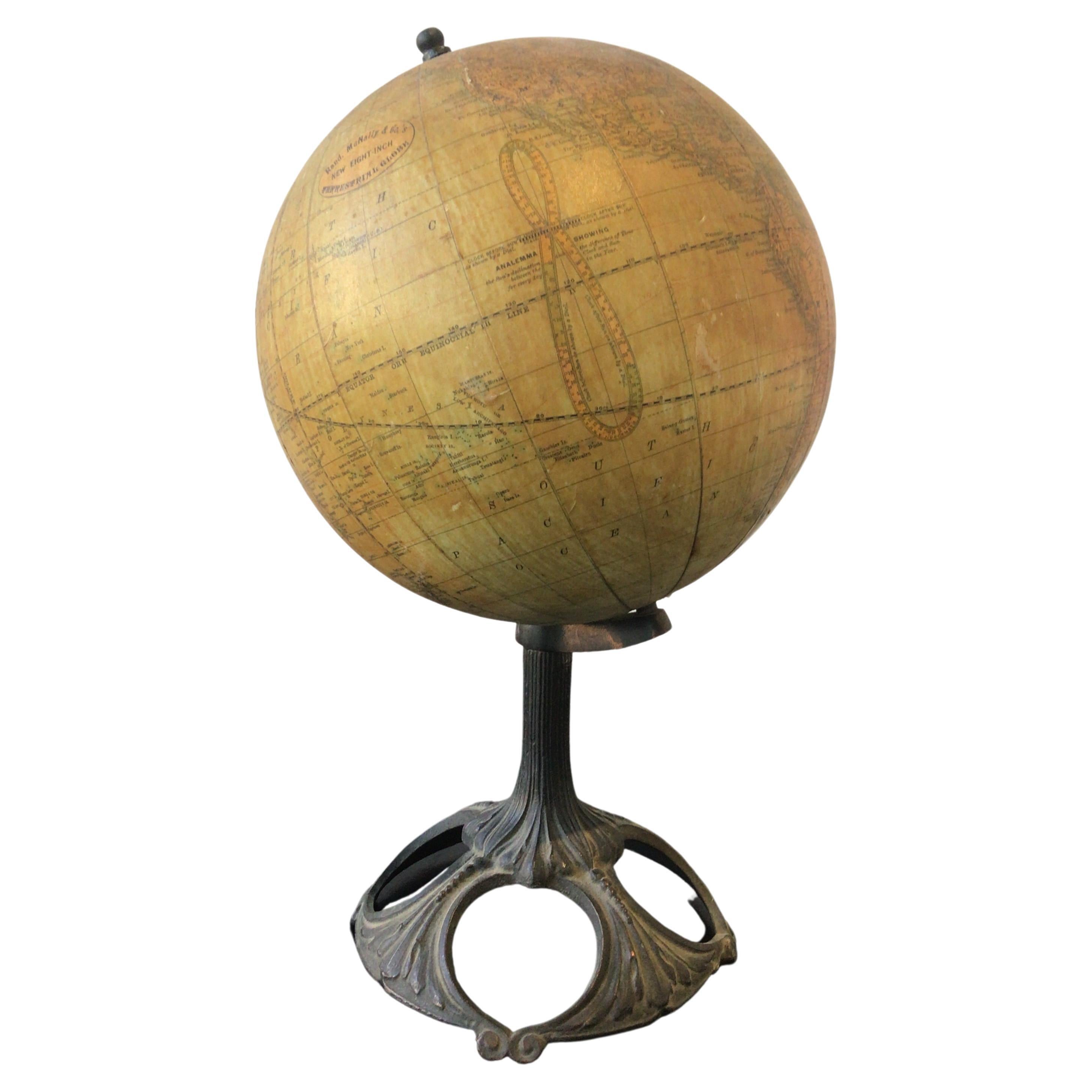 1920s Rand McNally 8 Inch Terrestrial Globe For Sale