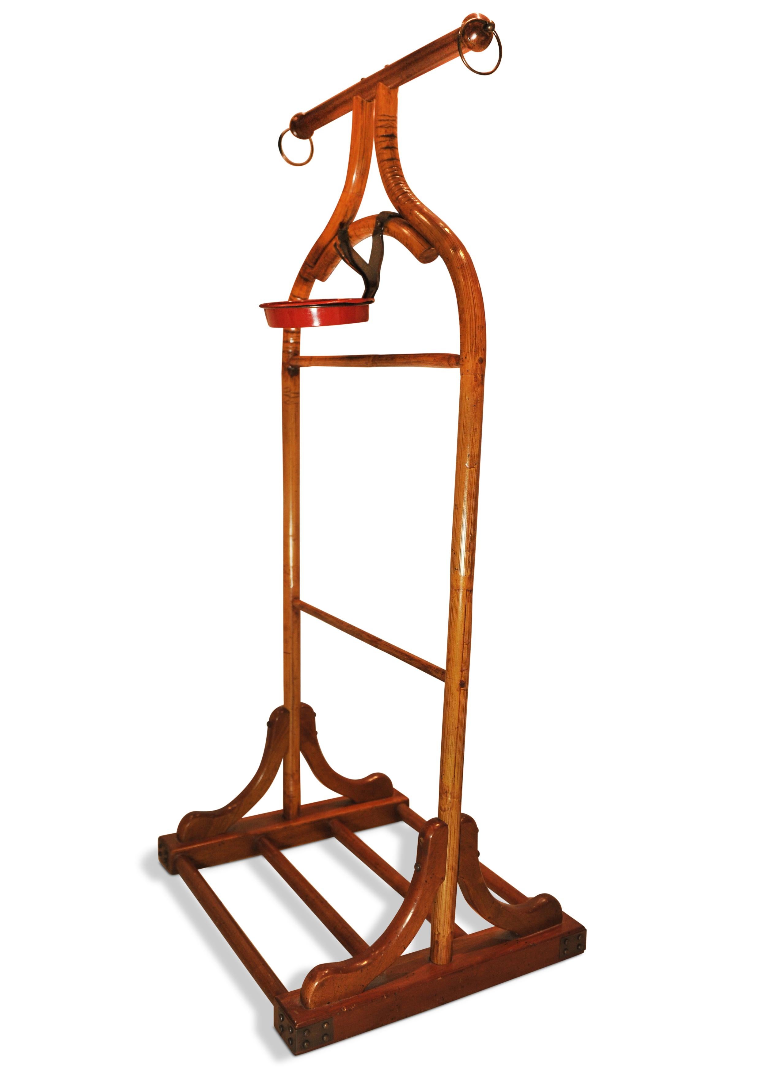 Italian 1920's Rare Art Deco Grand Ritz Hotel Simulated Bamboo & Wood Valet Stand For Sale