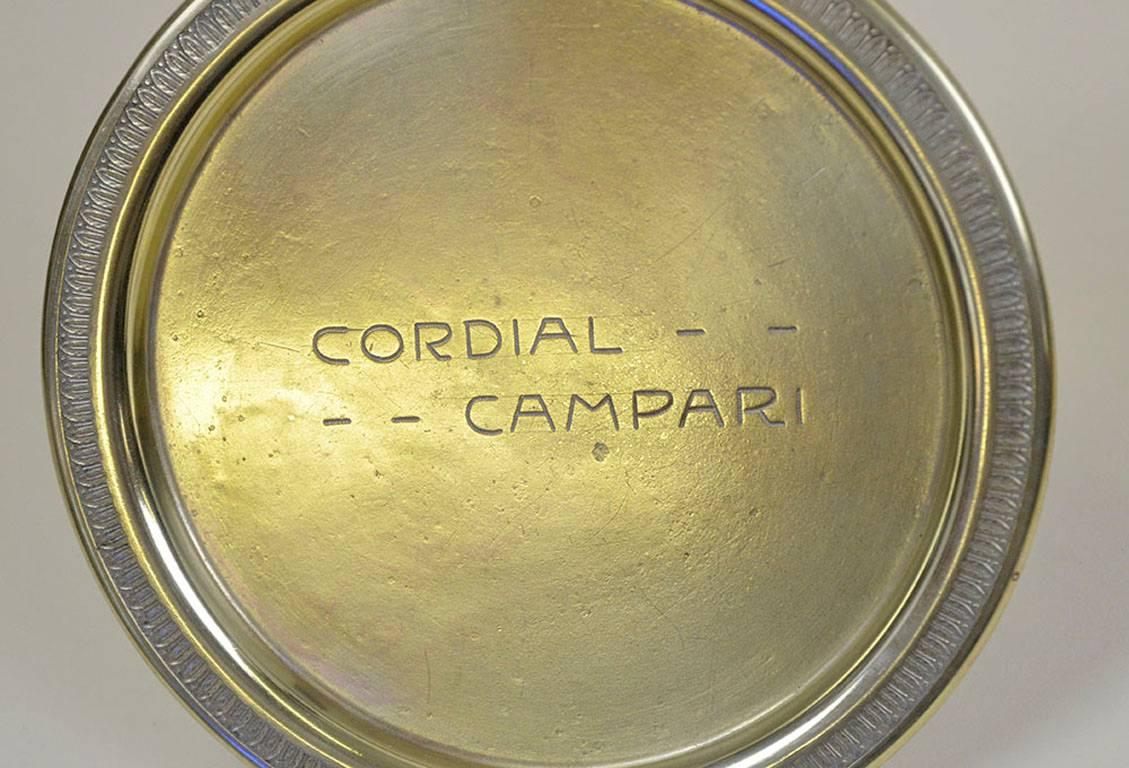 1920s Rare Vintage Italian Cordial Campari Brass Tray In Good Condition In Milan, IT