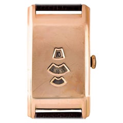 1920s Rare Vintage Rolex 9 Karat Rose Gold Marconi Digital Jump Hour Watch