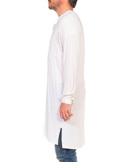 1920S RECENIA White Cotton Blend Jersey Men's Collarless Under Shirt