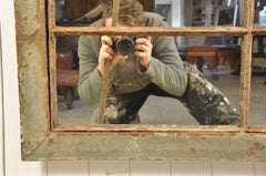 1920s Reclaimed Iron 'Factory Window' Mirror