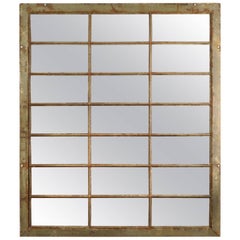1920s Reclaimed Iron 'Factory Window' Mirror