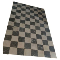 Antique 1920s Reclaimed Italian Carrara Bianco and Nero Marble Checker Flooring Tile
