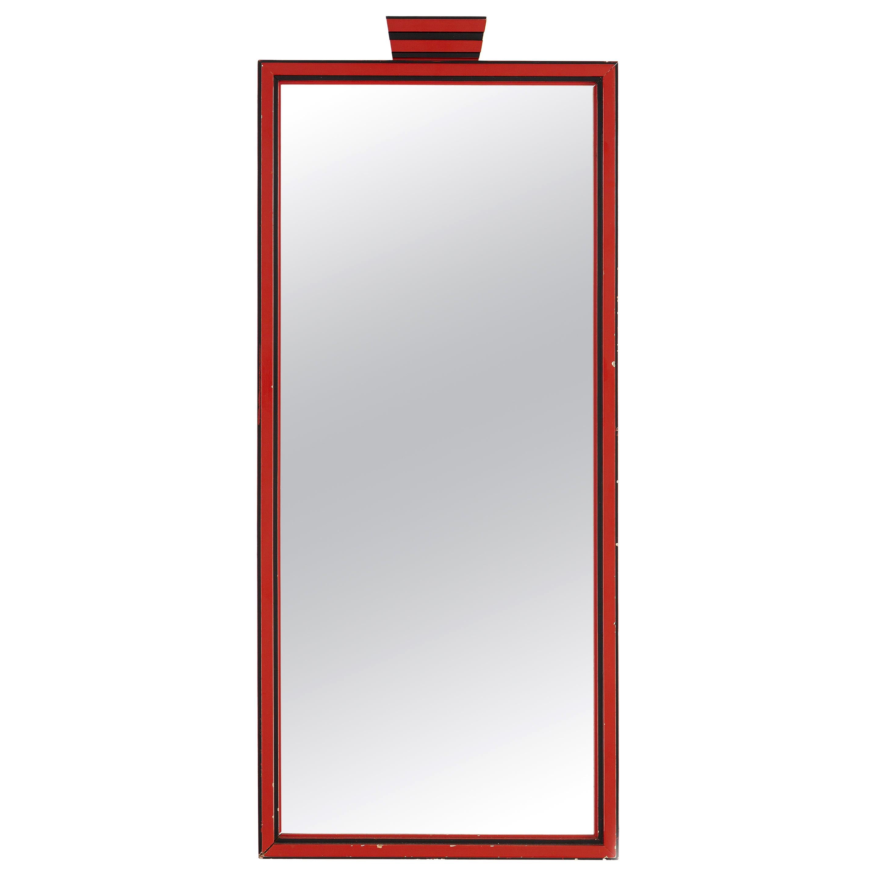 1920s Red and Black Art Deco Mirror