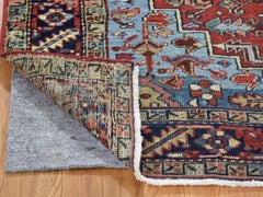 1920s Red Antique Persian Heriz Pure Wool Hand Knotted Oriental Rug - 4'9" x 6'3