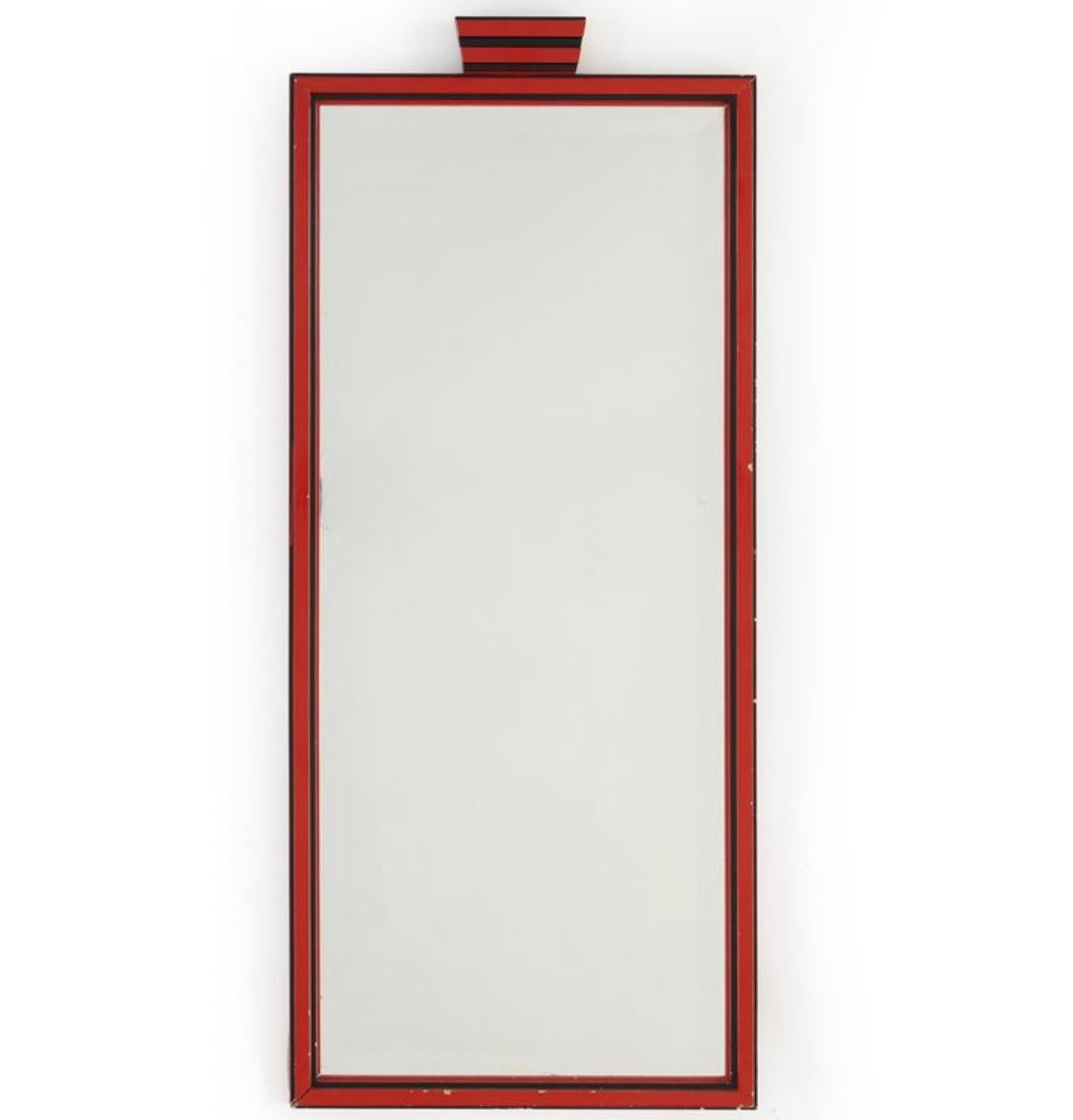 1920s Red and Black Art Deco Mirror In Good Condition In New York, NY