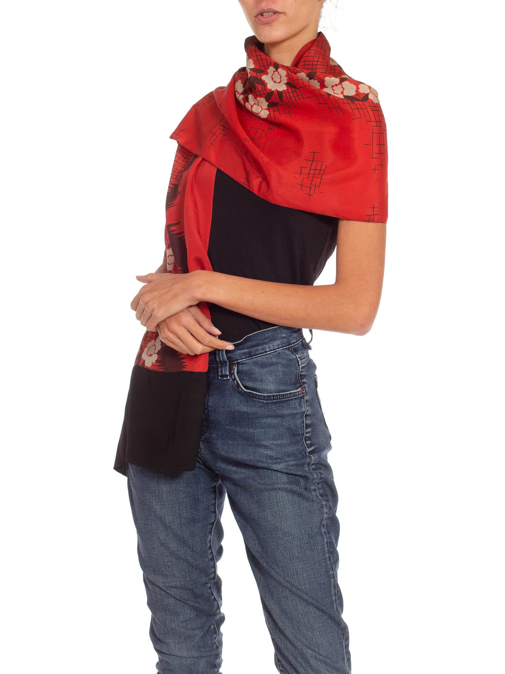 red and black silk scarf