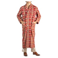 Antique 1920S Red & Brown Plaid Wool/Cotton Mens Robe