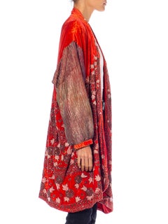 1920S Red Silk Velvet Beaded Opera Coat From Paris