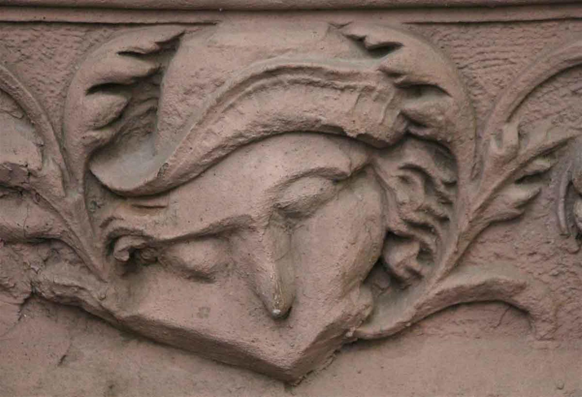 1920s pale dusty pink colored decorative terracotta stone from the facade of New York City building. Please note, this item is located in our Scranton, PA location.