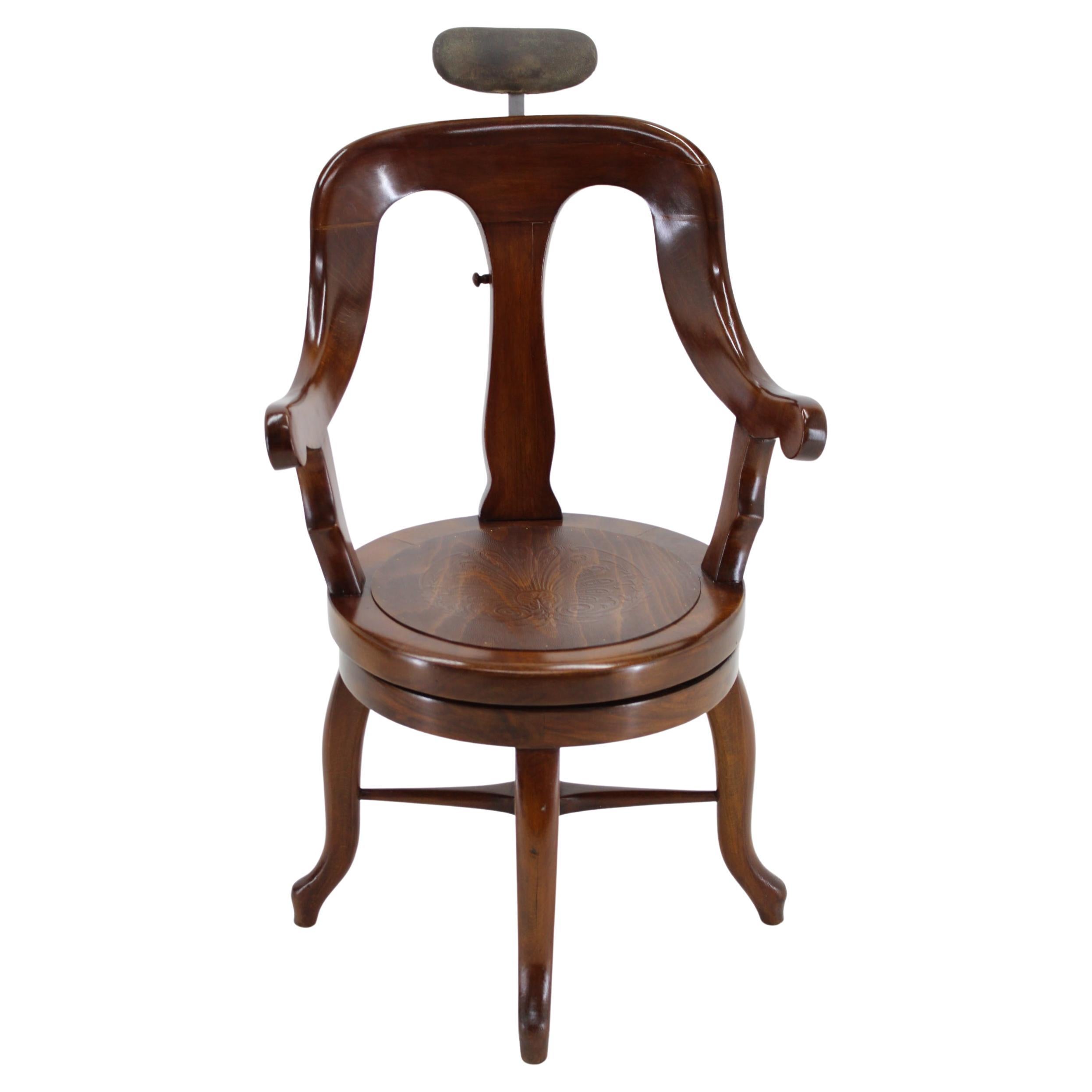 1920s Restored Rare Swivel Barber Beech Chair, Czechoslovakia