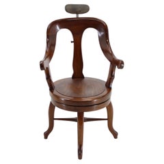 Antique 1920s Restored Rare Swivel Barber Beech Chair, Czechoslovakia