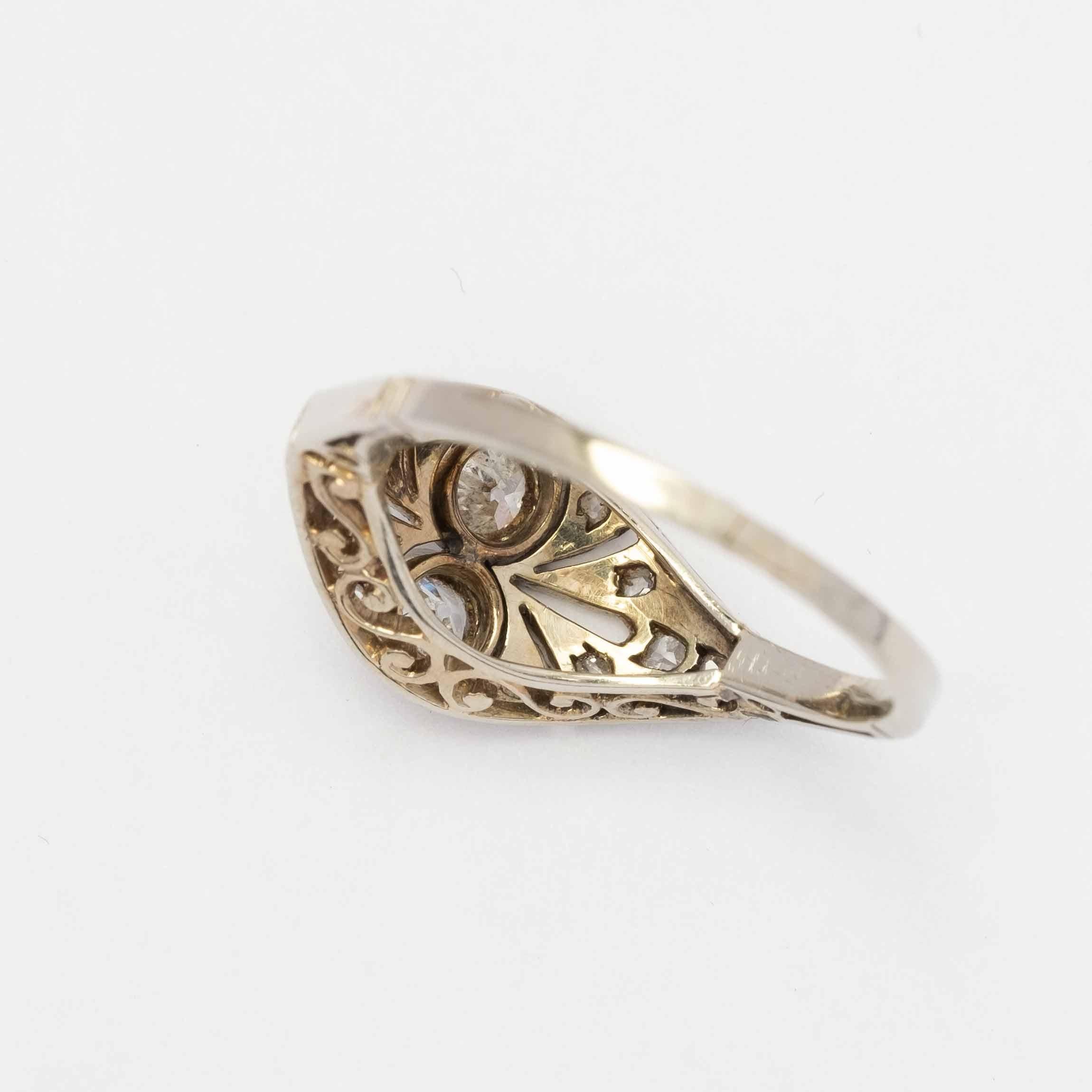 1920s ring with two diamonds white gold In Good Condition In Milano, MI