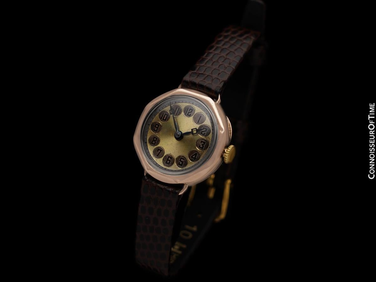 1920's Rolex Ladies Vintage Art Deco Watch - 9K Rose Gold In Good Condition For Sale In Suwanee, GA