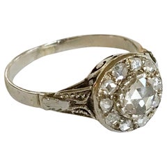 Antique 1920s Rose Cut Diamond White Gold Ring