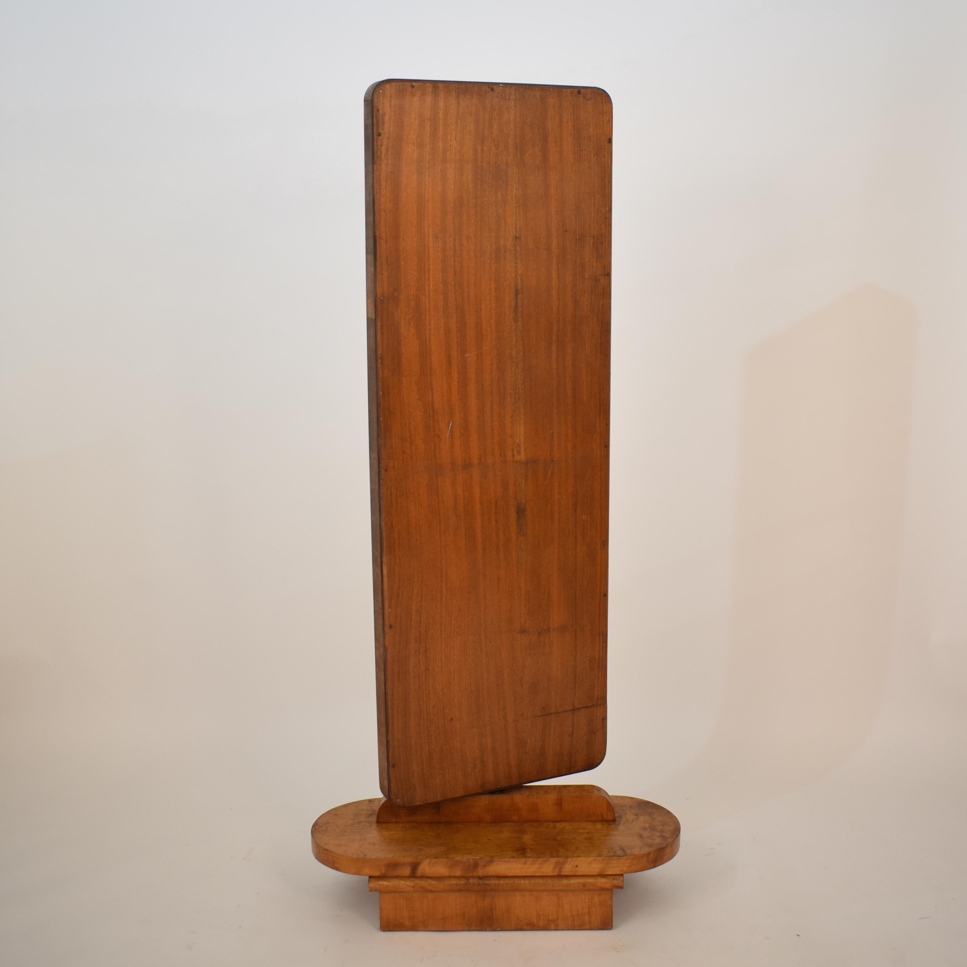 1920s Rotatable Light Brown Birch Art Deco Cheval Dressing Mirror Original Glass 8
