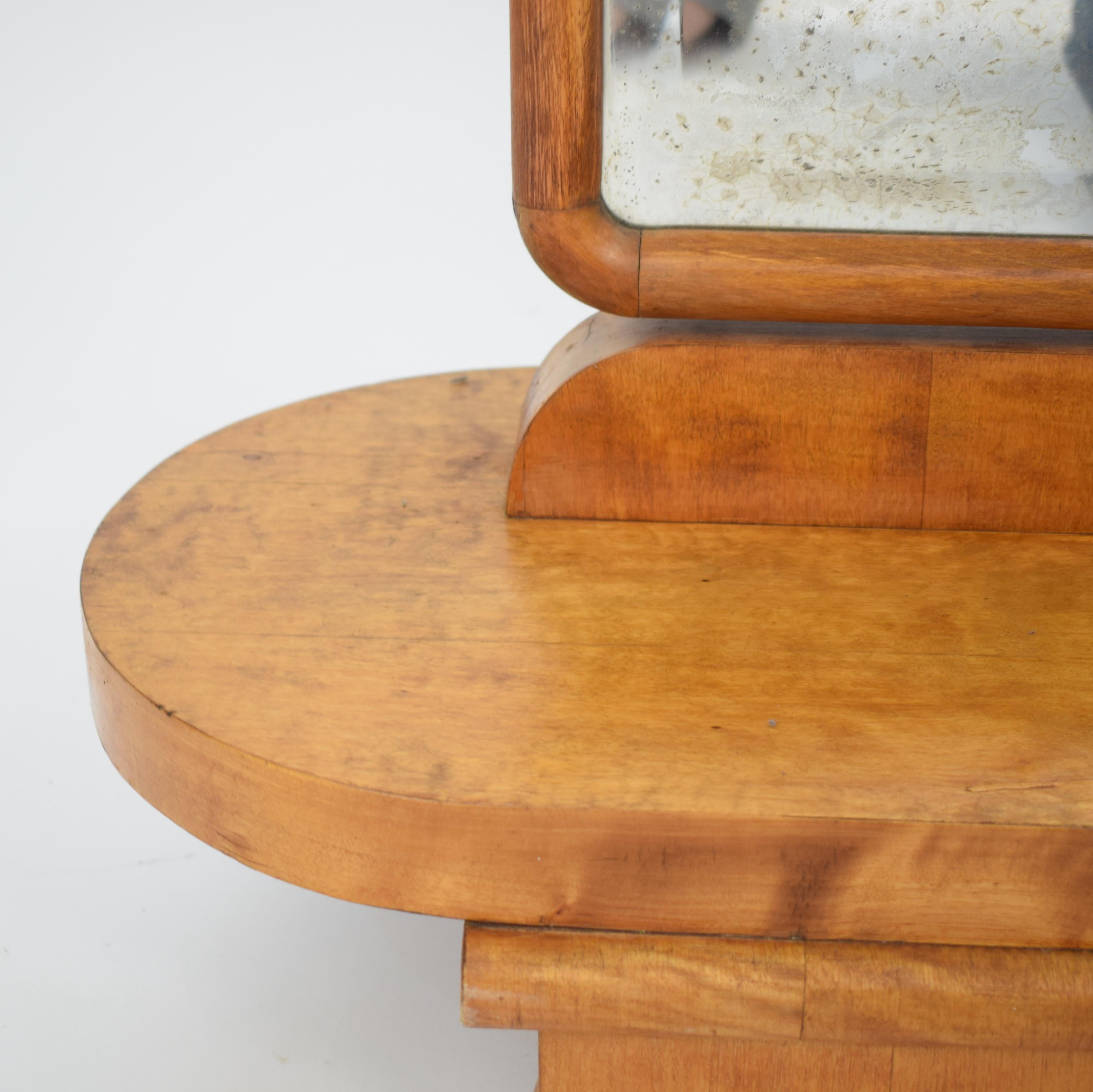 1920s Rotatable Light Brown Birch Art Deco Cheval Dressing Mirror Original Glass In Good Condition In Berlin, DE