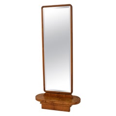 1920s Rotatable Light Brown Birch Art Deco Cheval Dressing Mirror Original Glass