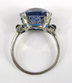 11,5 Karat GIA zertifizierter runder Schliff Synthetik-Saphir Verlobungsring 14K Gold