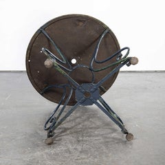 1920’s Round French Blue Metal Garden Table, Hand Forged