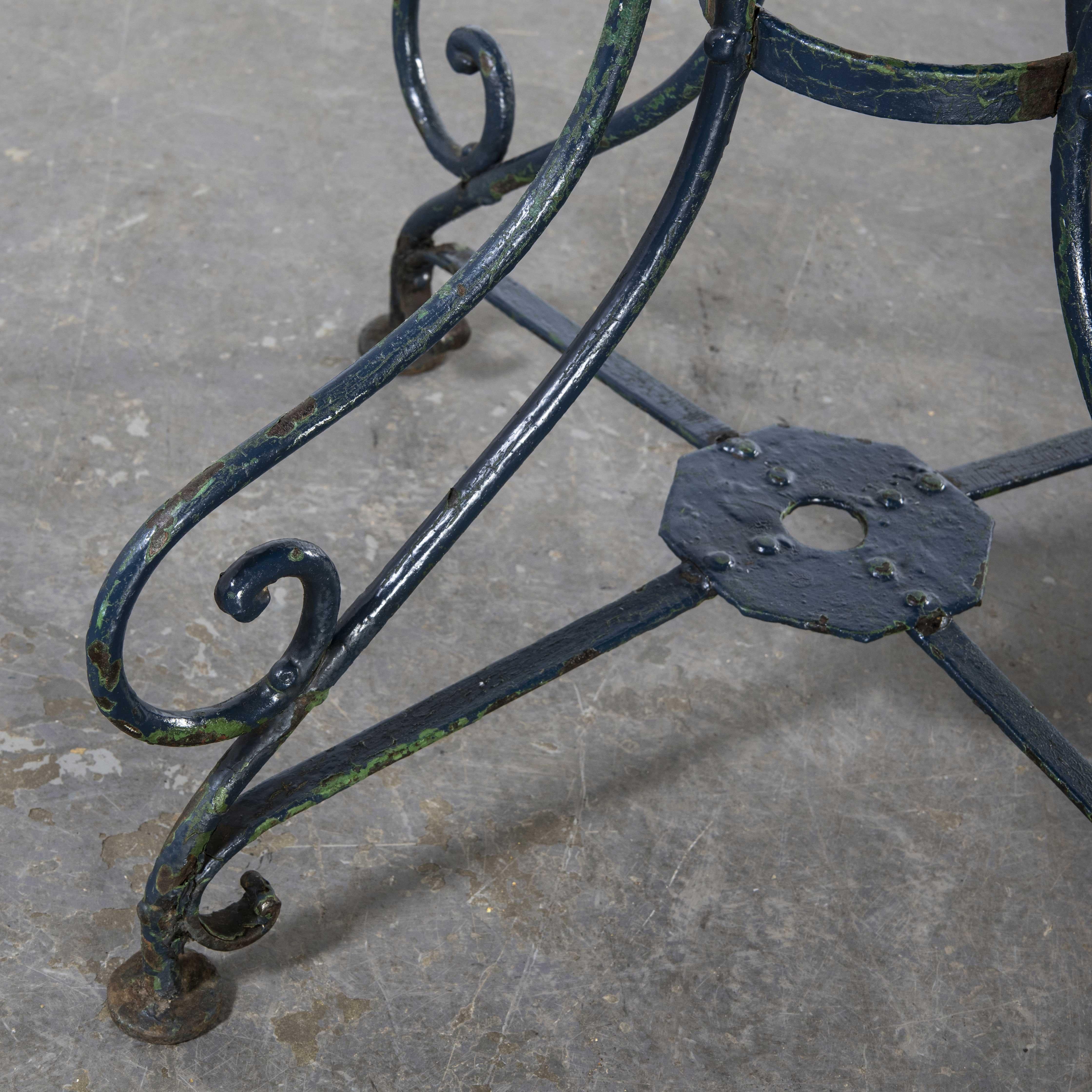 1920’s Round French Blue Metal Garden Table, Hand Forged In Good Condition In Hook, Hampshire