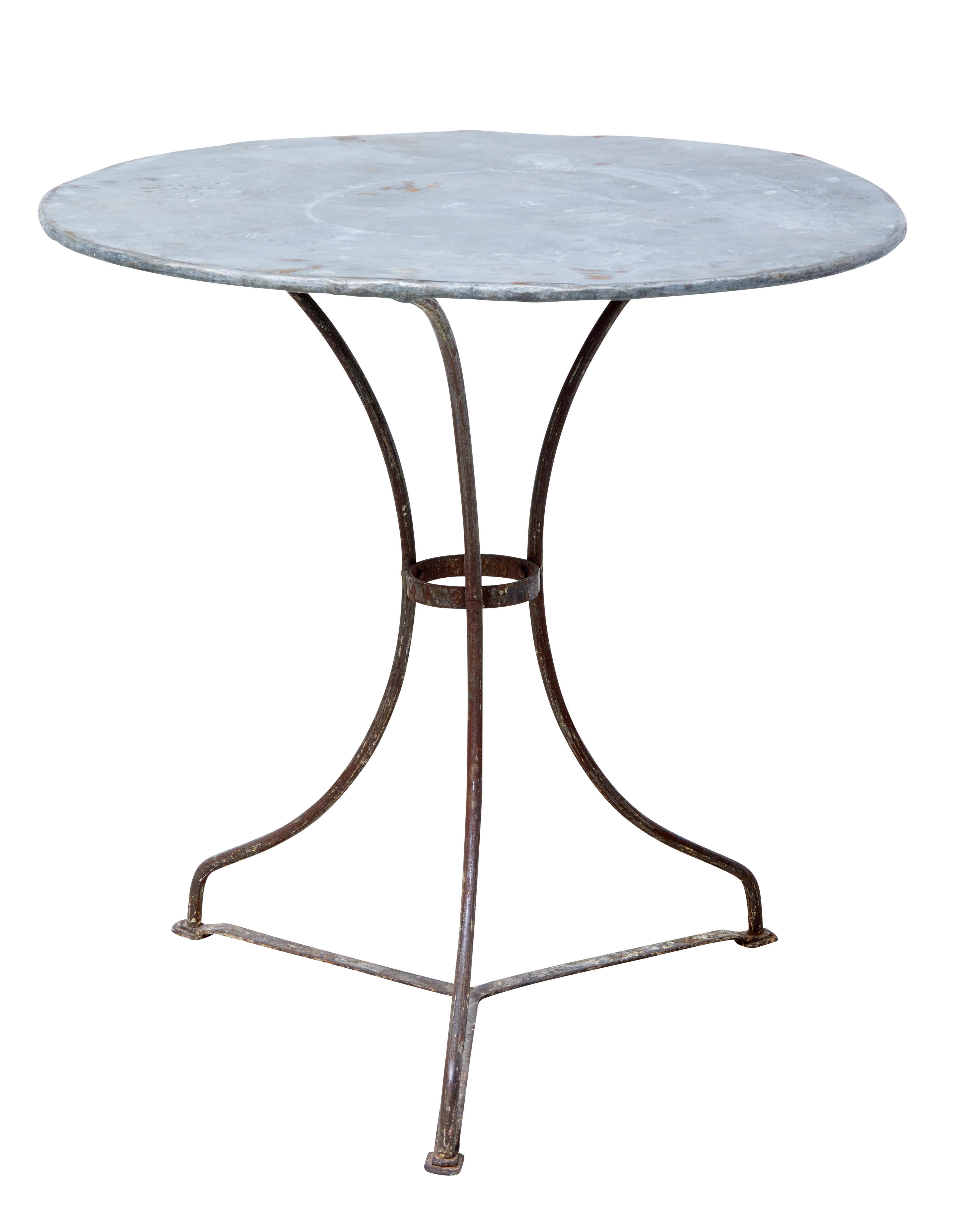 French 1920s Round Metal Bistro Table