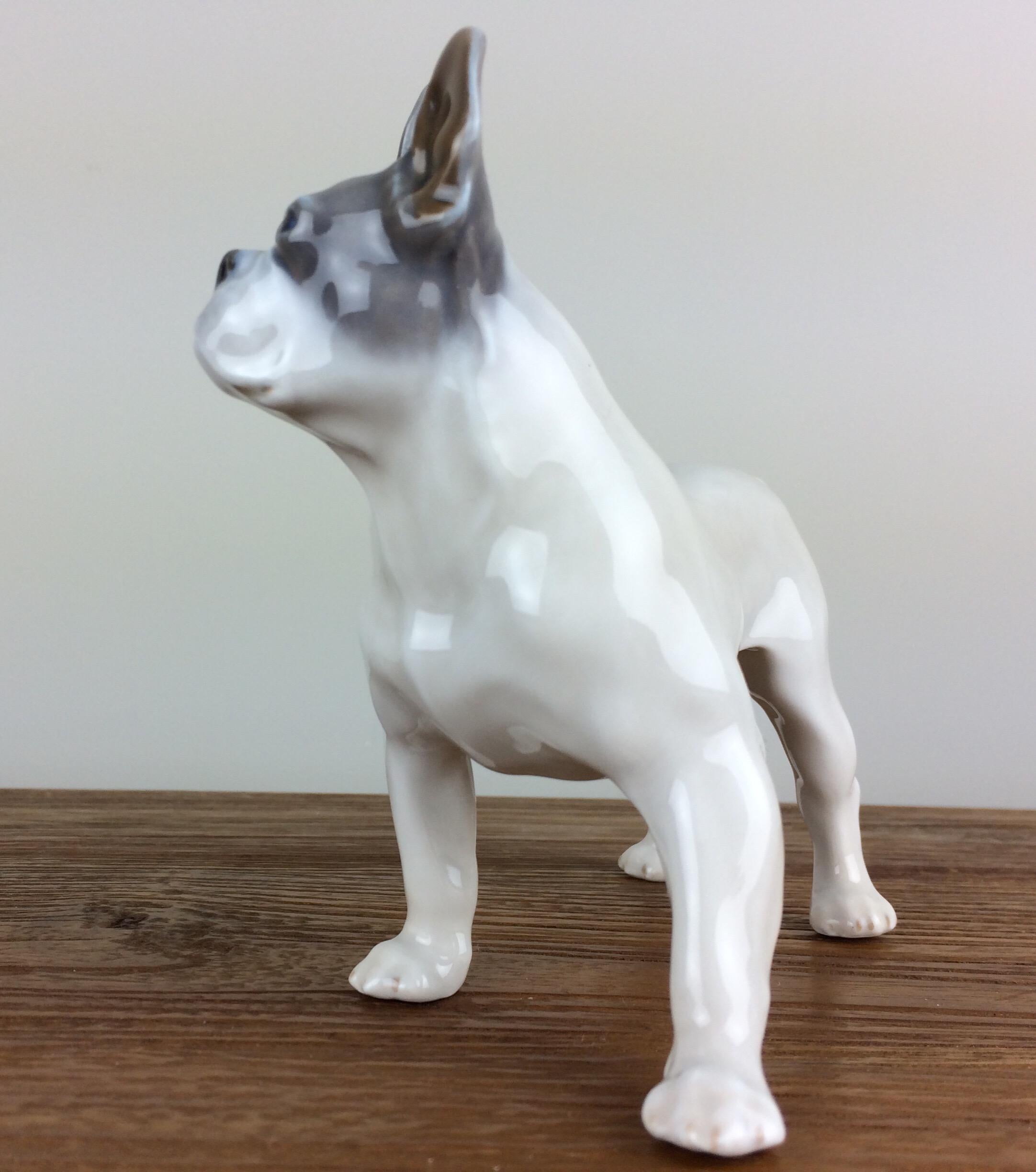 Art Nouveau 1920s Royal Copenhagen Porcelain Bulldog, Denmark  For Sale