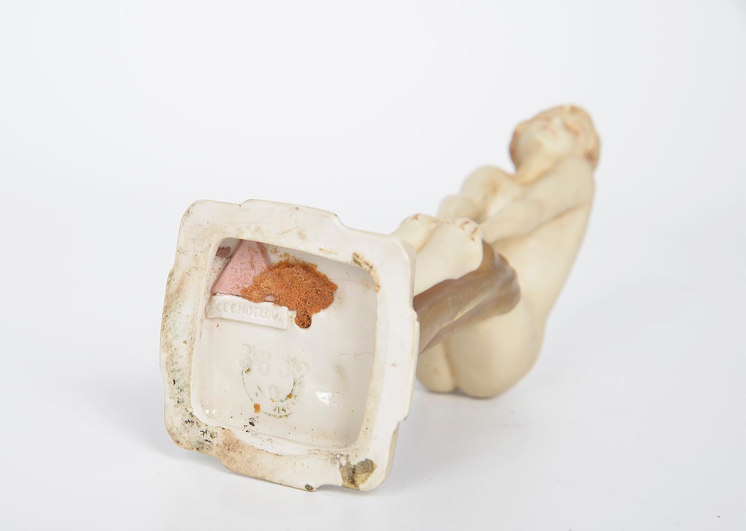 1920s Royal Dux Art Deco Flapper Nude Porcelain Figurine Elly Strobach mod. 3332 For Sale 5
