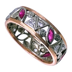 Antique 1920s Ruby and Diamond 14 Karat Ring