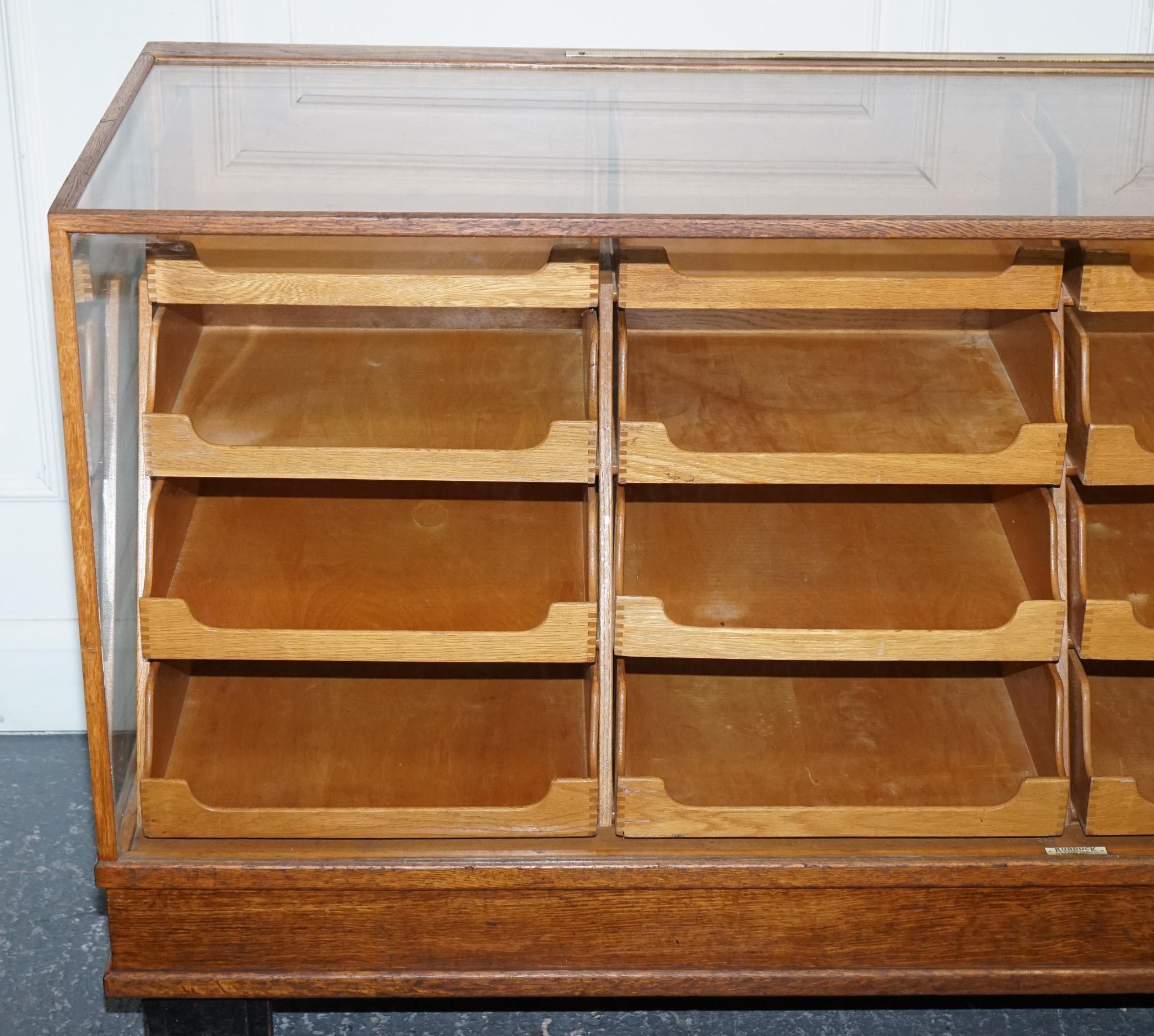 1920'S RUDDUCK LONDON HABERDASHERY ENGLISH OAK SHOP DiSPLAY COUNTER 16 DRAWERS 4