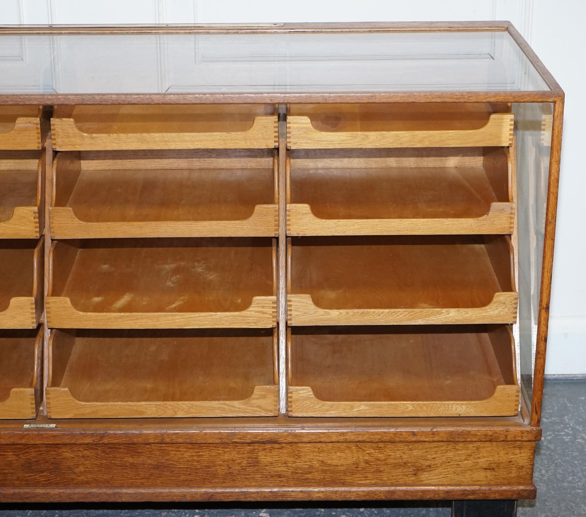 1920'S RUDDUCK LONDON HABERDASHERY ENGLISH OAK SHOP DiSPLAY COUNTER 16 DRAWERS 5