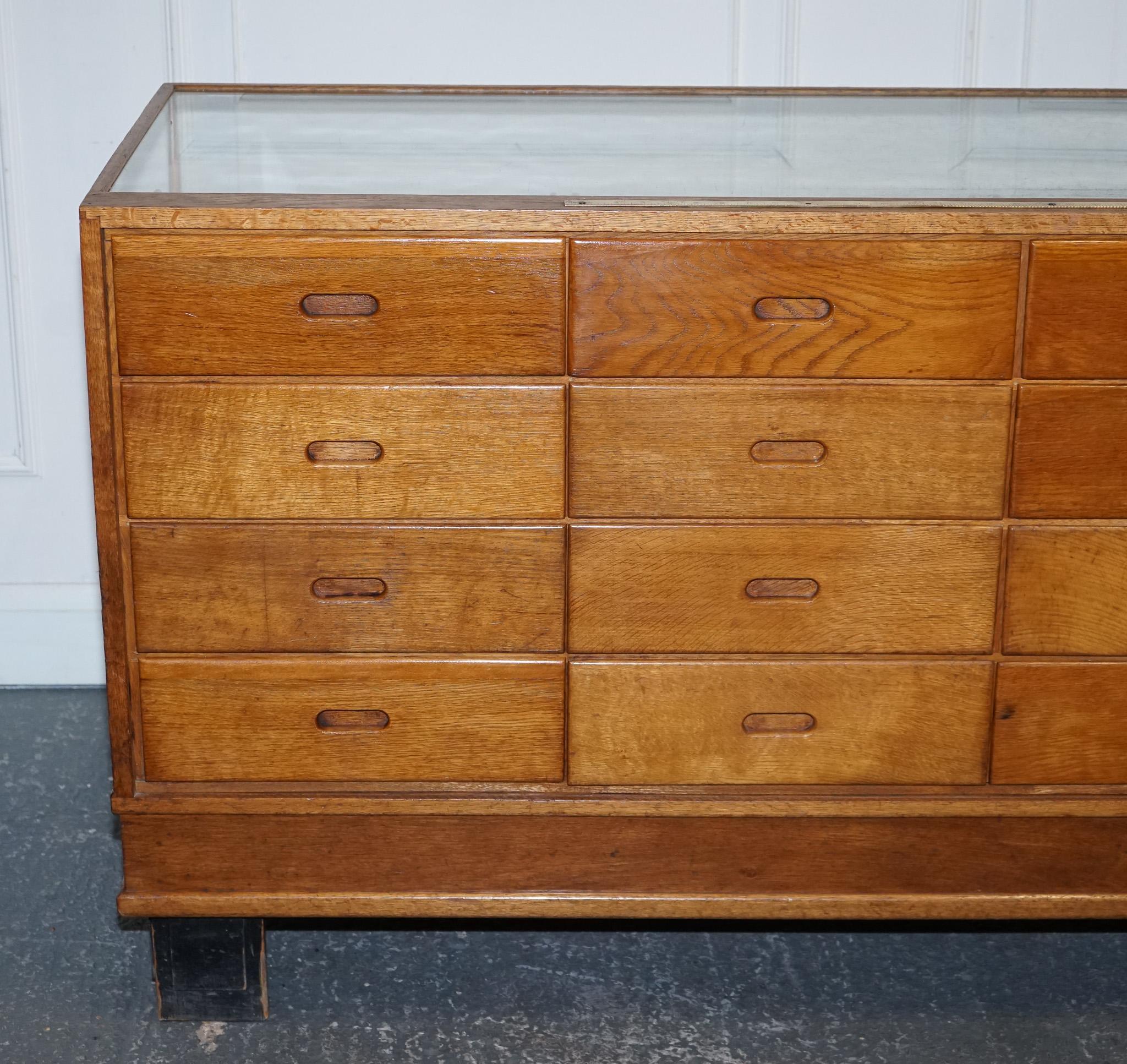 1920'S RUDDUCK LONDON HABERDASHERY ENGLISH OAK SHOP DiSPLAY COUNTER 16 DRAWERS 8