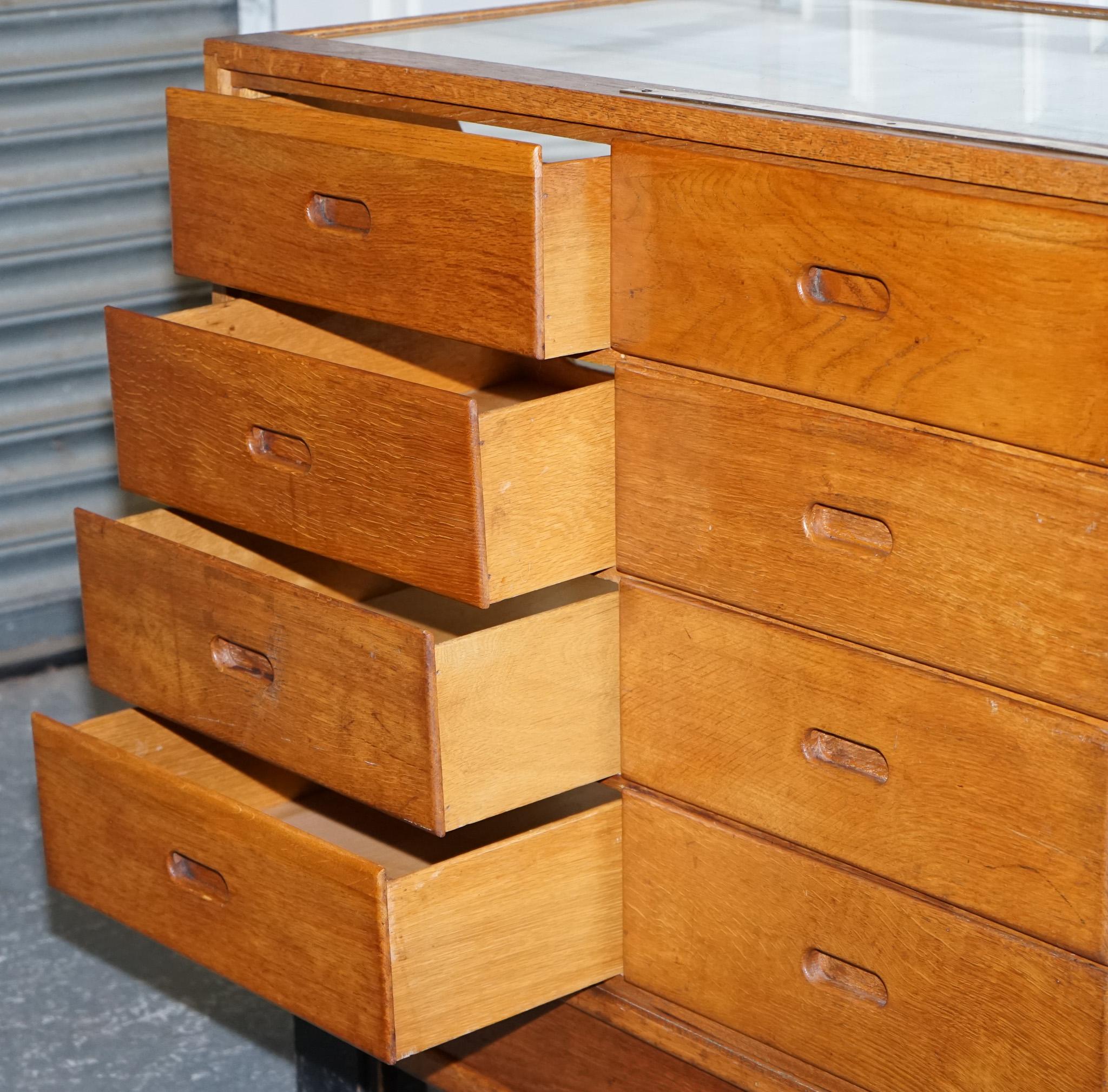 1920'S RUDDUCK LONDON HABERDASHERY ENGLISH OAK SHOP DiSPLAY COUNTER 16 DRAWERS 12