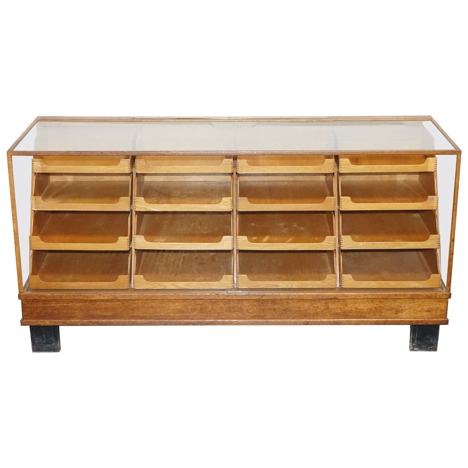 1920'S RUDDUCK LONDON HABERDASHERY ENGLISH OAK SHOP DiSPLAY COUNTER 16 DRAWERS