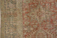 1920s Rustic Antique Persian Karaje Rug, Allover Rust Field, Teal Borders