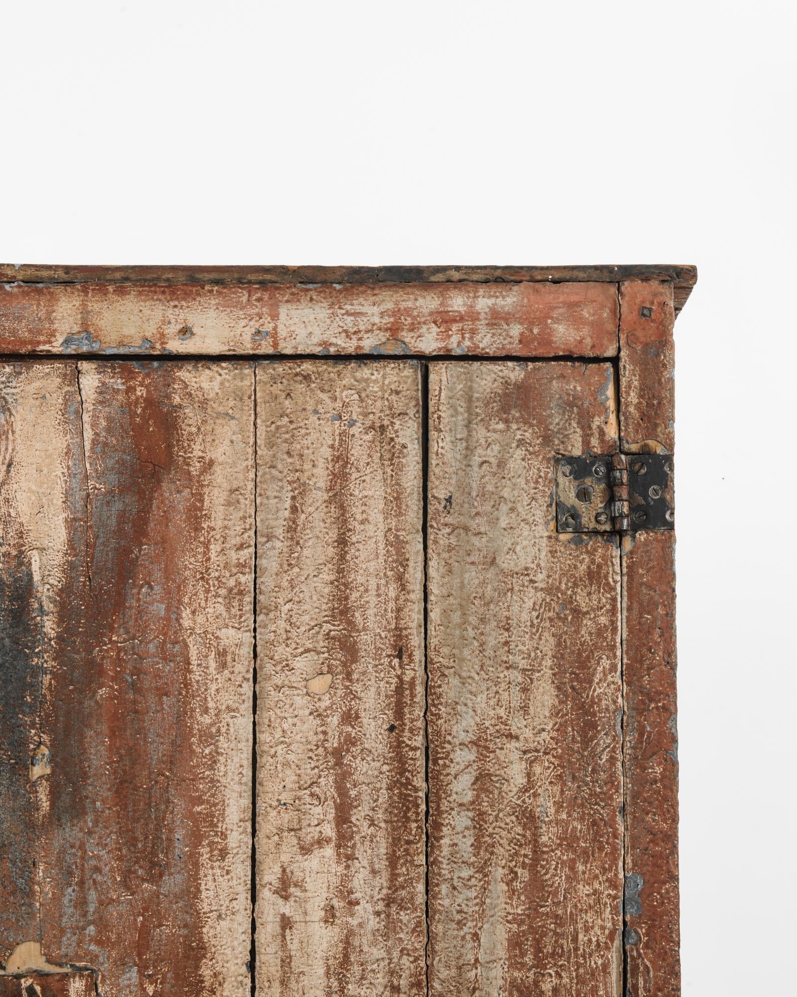 Early 20th Century 1920s Rustic Belgian Wooden Patinated Cabinet