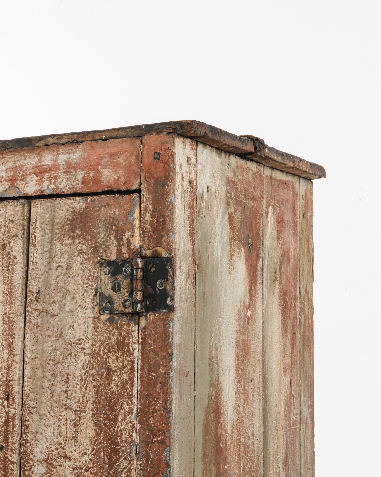 1920s Rustic Belgian Wooden Patinated Cabinet 1