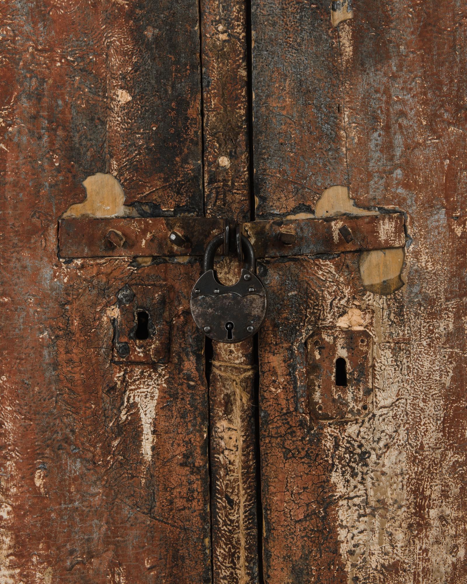 1920s Rustic Belgian Wooden Patinated Cabinet 2