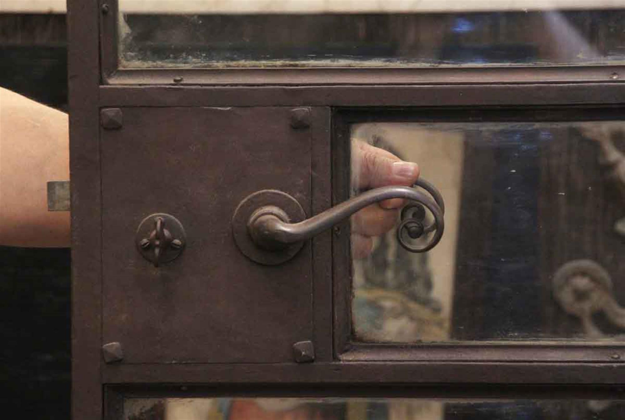 American 1920s Samuel Yellin Style Wrought Iron and Glass Door