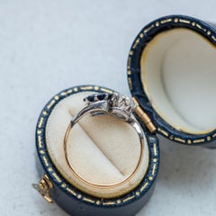 Art Deco 1920's Sapphire 0.70ct Diamond Toi Moi in 14K Solid Gold Heirloom Ring