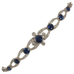 1920s Sapphire and Diamond Open Link Bracelet